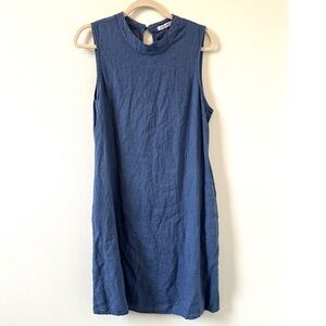 Valentina Naldi blue linen/viscose blend shift dress Size Large Made in Italy